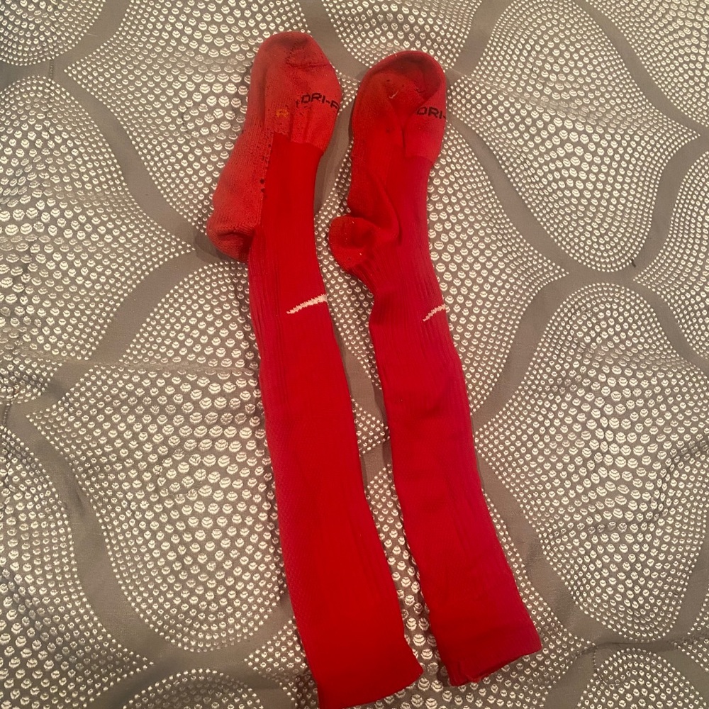 Nike Red Plain Soccer Socks.